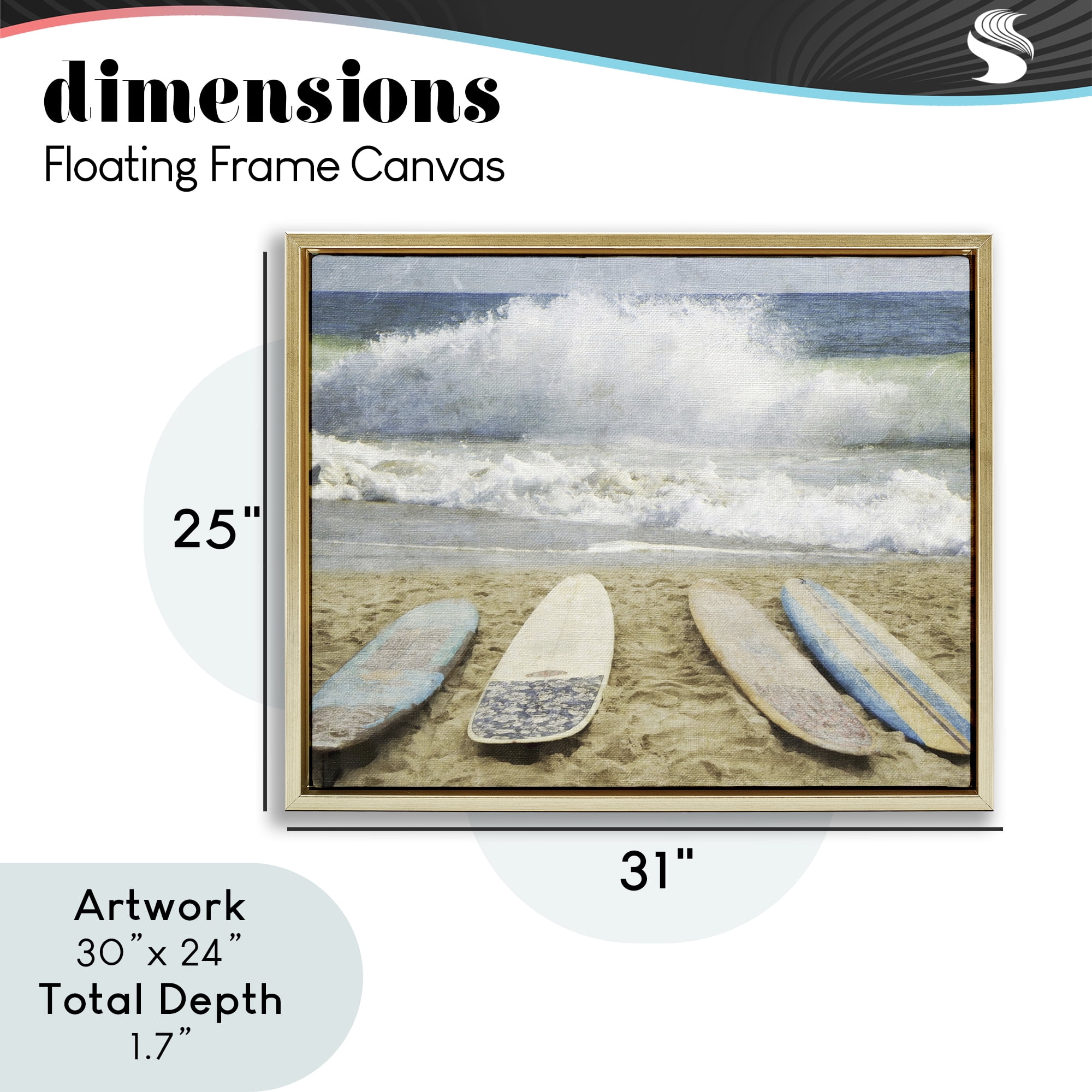 Stupell Industries Surfboards At The Ready Gold Framed Floater Canvas Wall Art, design by Grotto Studios
