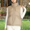 thumbnail image 4 of HAiming Women's Quilted Vest Sleeveless Sand Collar Zip up Jacket Winter Warm Coat Outerwear with Pockets, 4 of 6