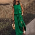 thumbnail image 2 of ZVNAΖH Women's Summer Casual Crew Neck Sleeveless Dresses Side Split Pleated Long Dress Sundress Beach Dress, 2 of 5