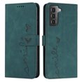 thumbnail image 2 of Feishell for Samsung Galaxy S21 FE 5G 6.4 inch Wallet Case,for Women Men,Love Heart Pattern Embossed Plain PU Leather Magnetic Clasp Credit Card Slots Folio Flip Kickstand Phone Cover,Green, 2 of 11