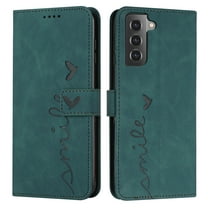 Dteck Phone Case for Samsung Galaxy S21,Premium PU Leather Wallet Case Heart Pattern Magnetic Flip Stand Card Slots Protective Cover,Green