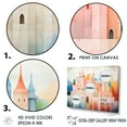 thumbnail image 3 of Designart "Vibrant Blush Pastel Fortress" Castles Floater Framed Wall Art Living Room, 3 of 5