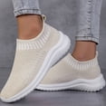 thumbnail image 2 of Womens Lightweight Knit Slip On Sneakers Breathable Non Slip Running Shoes Comfortable Mesh Non Slip Casual Walking Shoe Beige Size 8, 2 of 7