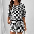 thumbnail image 5 of Stichou 2 Piece Short Sets for Women 2026 Summer Spring Plaid Lounge Beach Travel Vacation Outfits Matching Shorts Sweatsuit with Pockets Black XL, 5 of 7