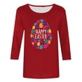 thumbnail image 4 of EGNMCR Easter T-Shirt Imprimé Graphique pour Femmes, Mode Décontractée de Noël, Col Rond, Manches 3/4, T-Shirts pour Femmes, 4 of 4
