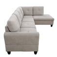 thumbnail image 3 of Ponliving 97" 2 Pieces L-Shaped Sectional Sofa With Pillows For Living Room White Grey Flannelette Right Hand Facing, 3 of 3