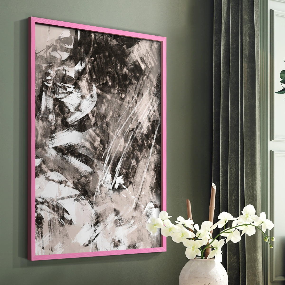 Blush Blackboard II Framed Print in Pink Solid Wood Framed Print No Nail Hanging
