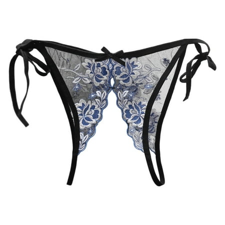 Crotchless Thongs for Women Sky Blue Lace Brief Women s Sexy Lingerie & Underwear Women s Lingerie Crotchless Naughty Panties One Size
