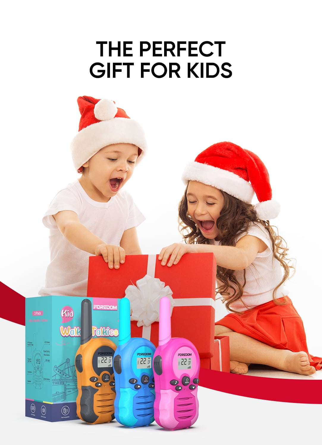 FOREDOM FD688 Rechargeable Walkie Talkies for Kids Long Range with Flashlight, 2 Pack　並行輸入