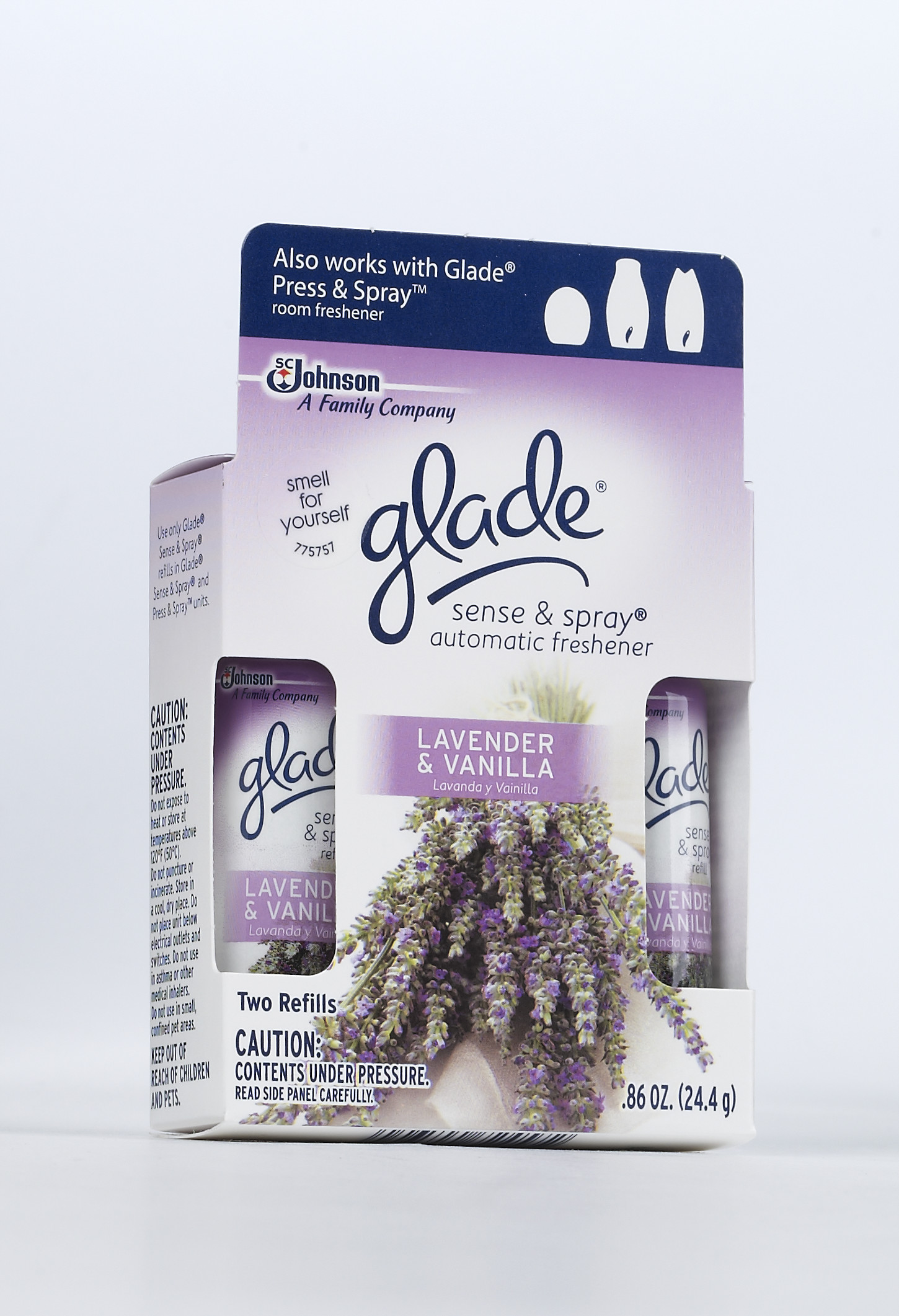 Glade Sense & Spray Automatic Air Freshener Lavender & Vanilla Refill (2  ct, 0.86 oz) 