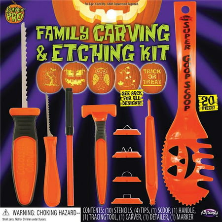 Fun World Family Carving and Etching 20pc Pumpkin Carving Kit,