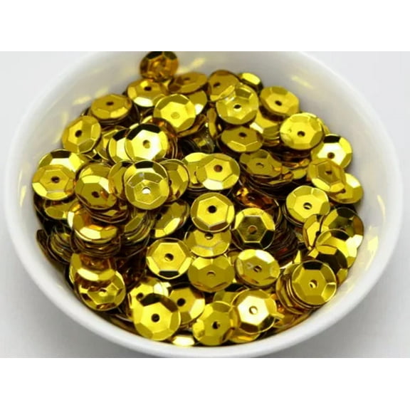 U8MO 1500 CUP Round loose sequins Paillettes 12mm sewing Wedding craft Colour Choice-Gold