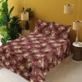 thumbnail image 2 of Ambesonne Vintage Fitted & Flat Sheet with Shams 4 Pcs Set, Roses Leaves Floral Plot, King, Army Green and Dark Rust, 2 of 5