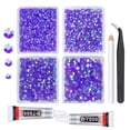 thumbnail image 1 of qiipii Diamantes de imitación de resina AB de color morado oscuro con pegamento para joyería B7000 para manualidades deslumbrantes, 3 mm, 4 mm, 5 mm, 6 mm, piedras de jalea violeta con parte posterior, 1 of 4
