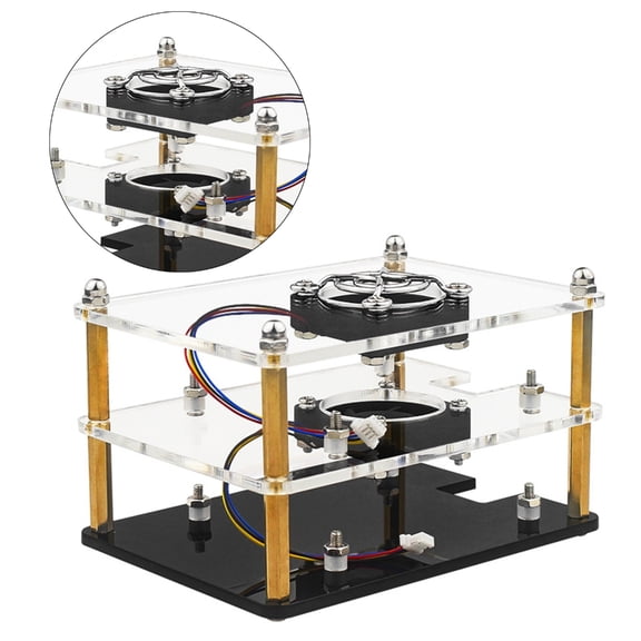 Necvior Protective Acrylic Case For Pi 5 Motherboards With Cooling Fan