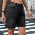 thumbnail image 5 of Women'S Jorts Baggy High Waisted Jean Shorts Ripped Denim Bermuda Shorts Y2K Shorts Black XXL, 5 of 8