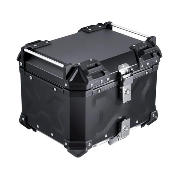 Motorcycle Top Case, Universal Aluminum Alloy Motorbike Tail Box with Leather Lining, 45L Waterproof Detachable Motorcycle Top Box with Lock & Back Cushion, Fit for 99% of Motorcycle Frames