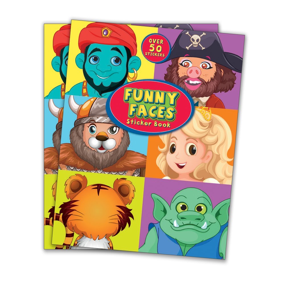 Pack of Two Funny Face Sticker Activity Books for Children, Make Your