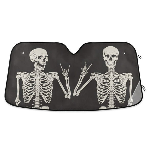 ALAZA Funny Skull Windshield Sun Shade Car Foldable Visor Block UV Rays Protector 55"x27.6"