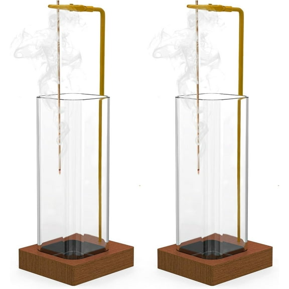 Incense Holder for Sticks, Insence-Stick Holder, Anti-Ash Flying No Mess Incense Burner, Incense Stick Holder with Glass Ash Catcher, for Yoga Spa Meditation Home Decor(2 Pack)