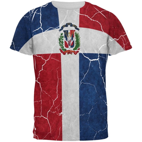 Distressed Dominican Republic Flag All Over Mens T Shirt Multi 2XL