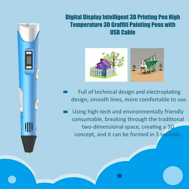 3D Doodler Printing Pen with Display for Kids-Low Temperature 3D Drawing  Pen with Holder and free PCL Filament Blue : : Industrial &  Scientific