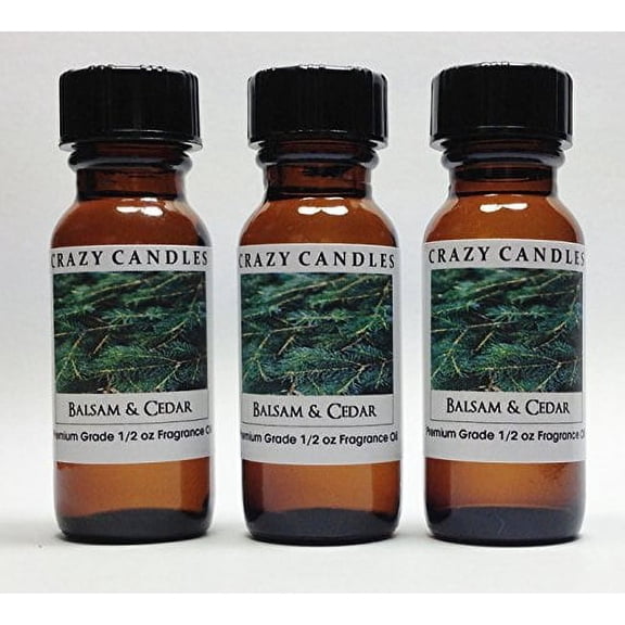 Balsam and Cedar 3 Bottles 1/2 Fl Oz Each 15ml Premium Grade Scented Fragrance Oil By Crazy Candles