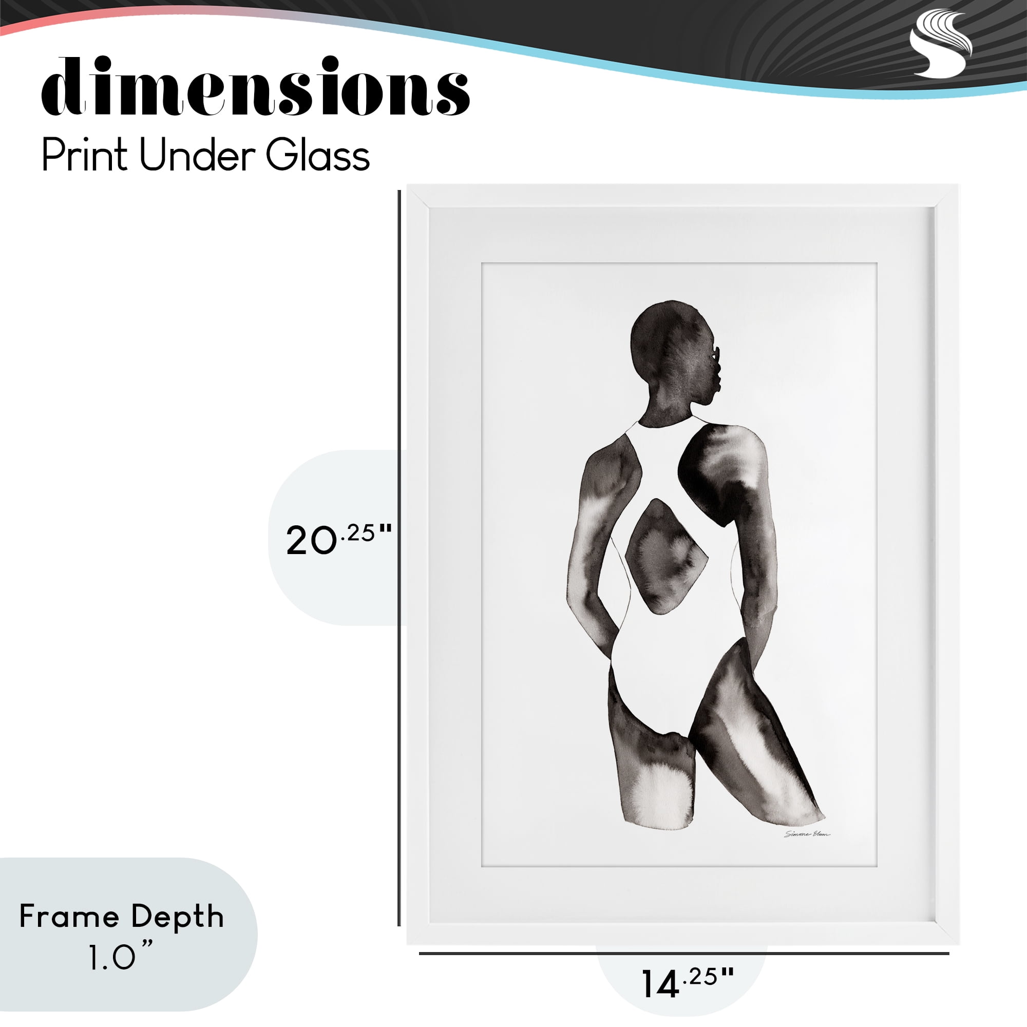 Stupell Industries Beach Day Swimsuit Silhouette White Framed Print Under Glass, design by Simone Elum