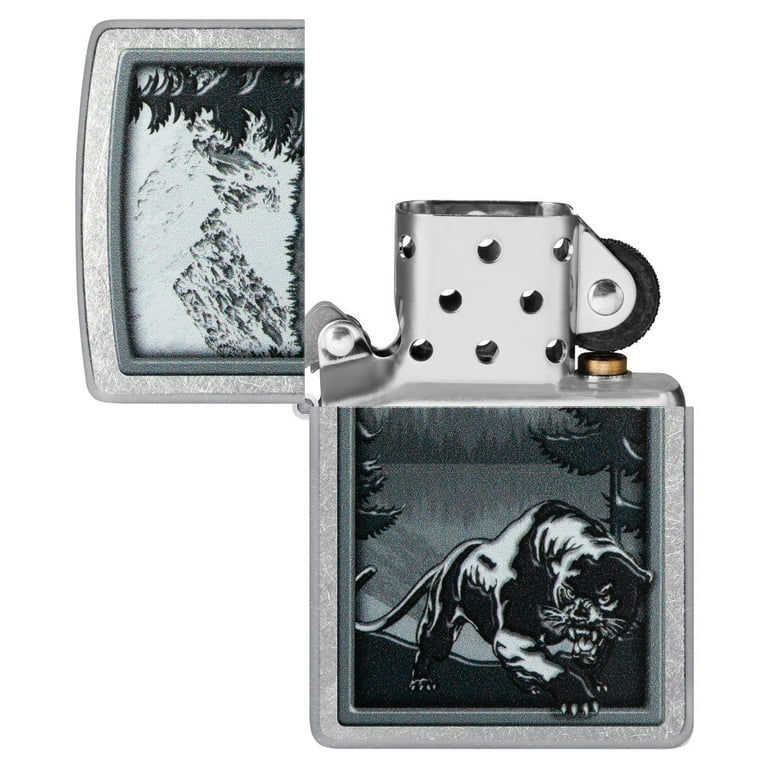 Zippo Street Chrome Pocket Lighter, Mountain Lion Design