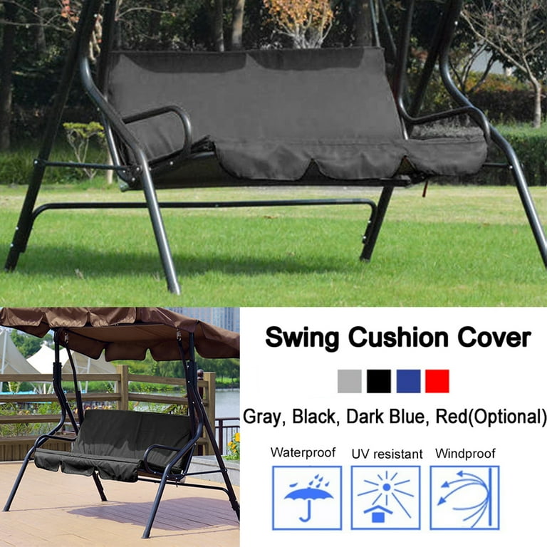 Cojin de Columpio NIMOA Columpio para Exteriores Silla de 3 Asientos cojin Impermeable de Repuesto para Patio jardin Negro