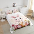thumbnail image 4 of Erosebridal Cartoon Bunnies Rabbit Bedding Todder Comforter Set, Watercolor Easter Eggs Blossoms Down Comforter, Reversible 2 Pieces, 4 of 8