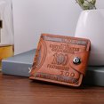 thumbnail image 2 of Moda hombre PU cuero impresión plegable billetera Retro Mini bolsa de dinero (marrón) Tmvgtek Oficina Multiescena Multifunción, 2 of 9