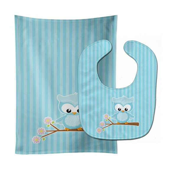 Girl Bird on Branch Baby Bib and Burp Cloth
