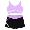 thumbnail image 3 of Eandarui Kids Girls Gymnastic Ballet Dance Outfits Sleeveless Crop Tops and Booty Shorts Tracksuits Light Purple 16, 3 of 7