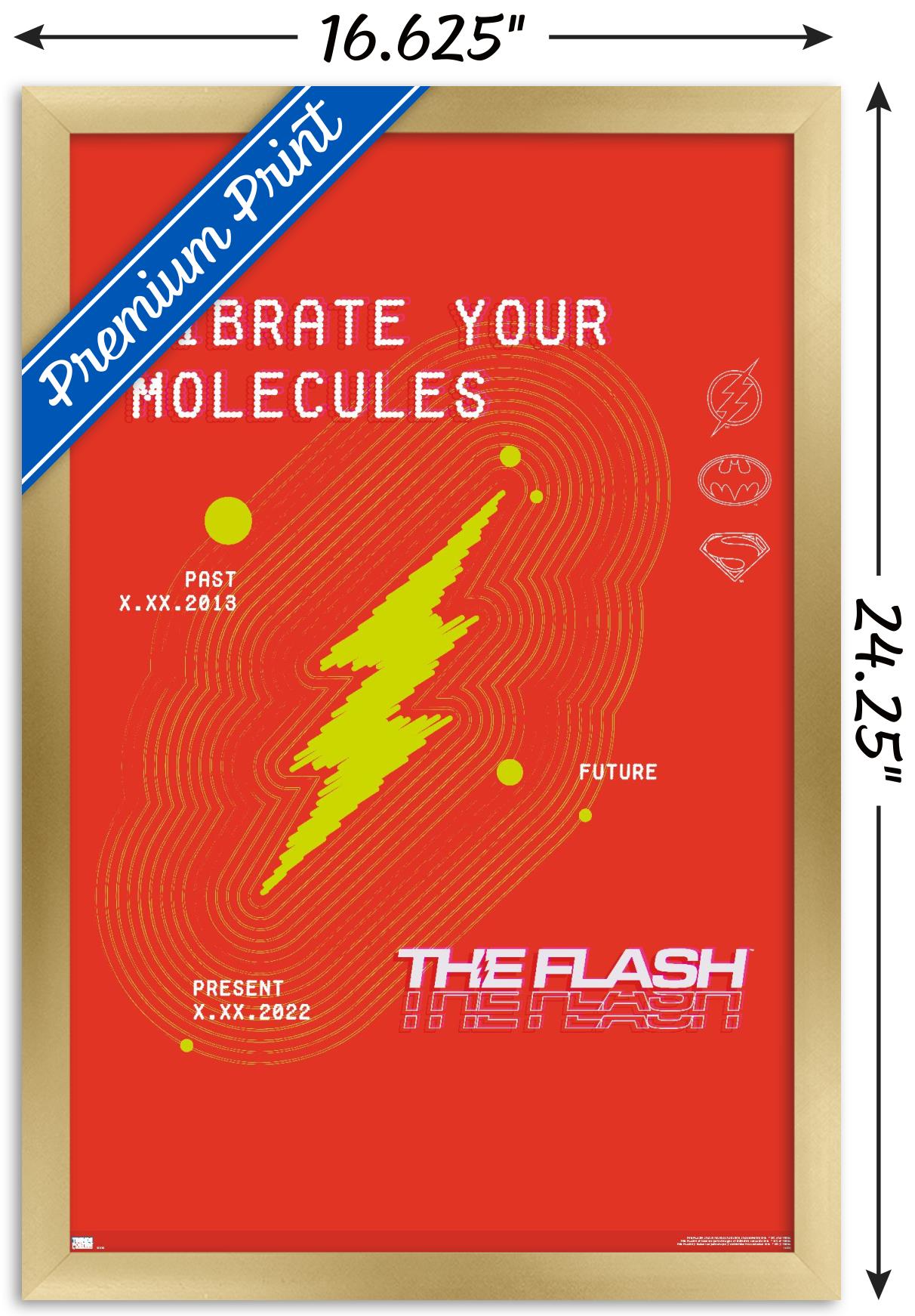 DC Comics Movie The Flash - Vibrate Your Molecules Wall Poster, 14.725" x 22.375" Framed