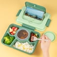 thumbnail image 4 of Large Bento Lunch Box 1600ML | 5-Compartment Leakproof Lunch Container | Microwave Dishwasher Safe | Reusable Bento Set with Spoon & Chopsticks | Food Grade PP | Navy or Green | Portable, 4 of 8