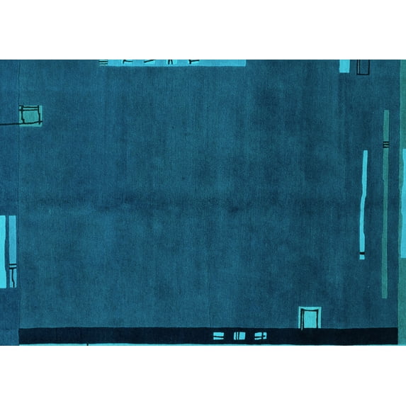 Ahgly Company Indoor Rectangle Abstract Light Blue Modern Area Rugs, 5' x 7'
