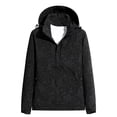thumbnail image 3 of Black Warm Winter Coats, Polyester Solid Color Jackets, Women's Autumn and Winter Solid Color Maple Print Windproof and Rainproof Hooded Coat Breathable Outdoor Jacket, 4XL, 3 of 8