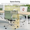 thumbnail image 4 of Cottinch Ribbed Genuine Leather Office Chair, Mid Back Executive Conference Chair Adjustable Ergonomic Computer Chair Green 1PC, 4 of 11