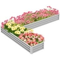 thumbnail image 1 of Outsunny Bac de Jardin Surélevé en L en Acier Galvanisé, Jardinière Argent, 1 of 10