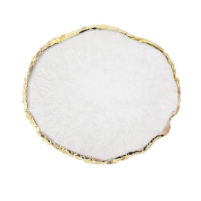 Paleta de arte de uñas de resina, pintura de arte de uñas, paleta de colores mezclados, tablero de exhibición de maquillaje de color de gel de uñas con borde dorado (blanco)