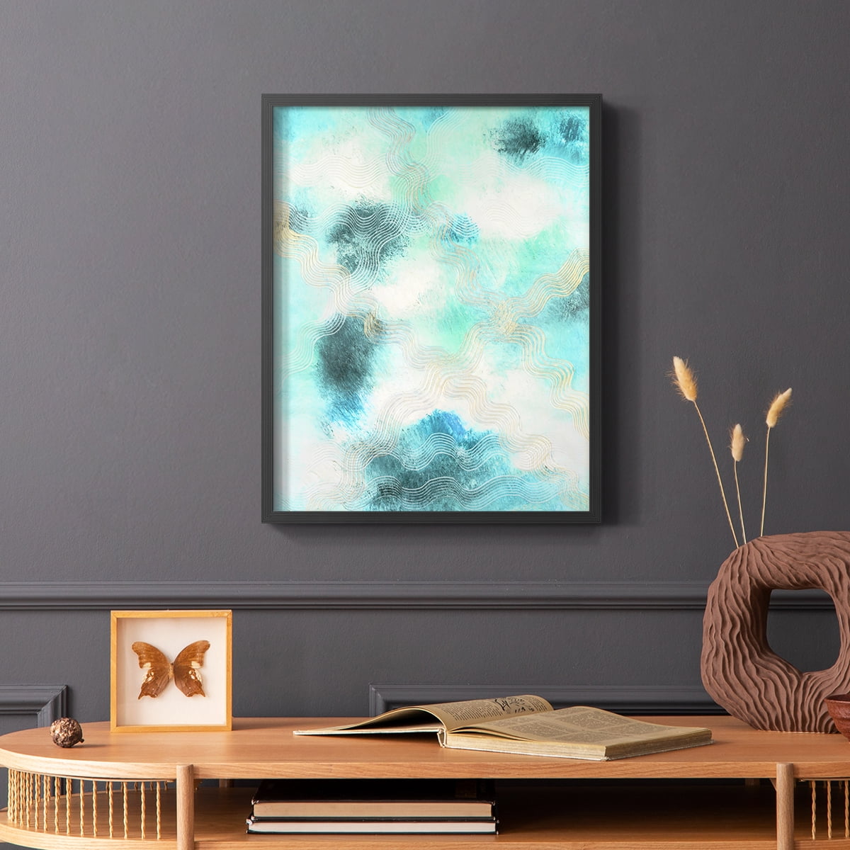 Blue Shift I Framed Print in Black Solid Wood Framed Print No Nail Hanging
