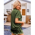 thumbnail image 4 of Ekouaer Womens Satin Pajamas Set Button Down 2 Piece Silk Pjs Shorts Set Ruffle Lingerie Notch Collar Sleepwear S-XXL, 4 of 6
