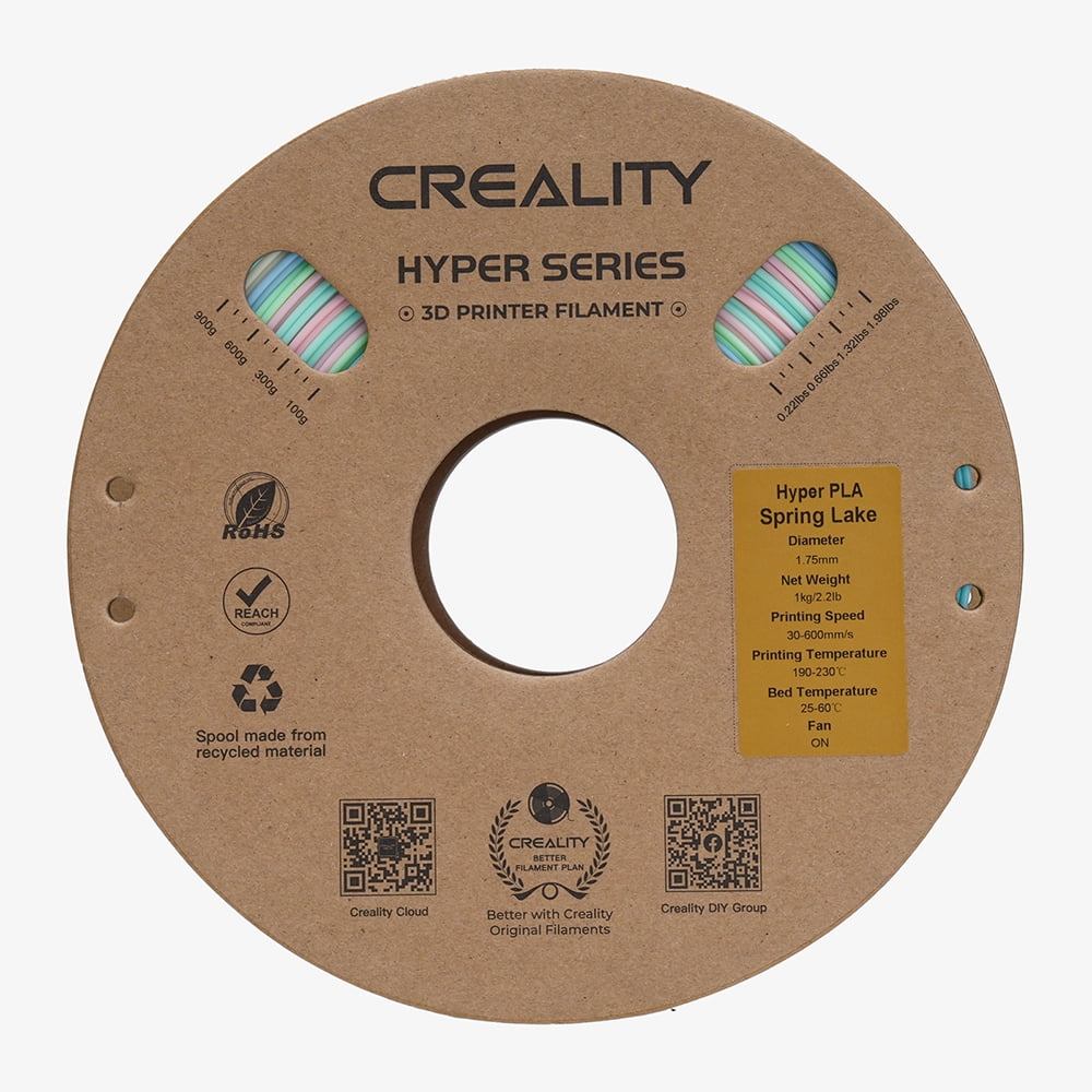 Creality Hyper Rainbow PLA 3D Printing Filament Smooth Vibrant Gradients 300mm/s Printing Speed 2.2lb-Spring Lake