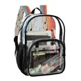 thumbnail image 2 of Large Clear PVC Backpack Heavy Duty See Through Backpack for Adults Work Travel, Music Notes Art Printed 12L, 2 of 8