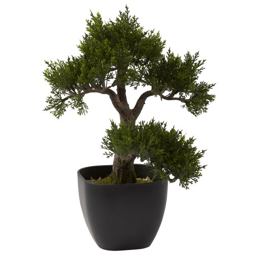 Nearly Natural 4966 Cedar Bonsai Artificial Tree 15 Inch Green Walmart Com
