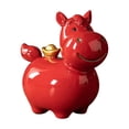 thumbnail image 2 of Ceramic Fat Horse, Figurine Collectible Cute Fat Horse Animal Garden Sculpture Handmade Art Painted Bookshelf Table Home Office Decor Gift to Attract Success (Red), 2 of 9