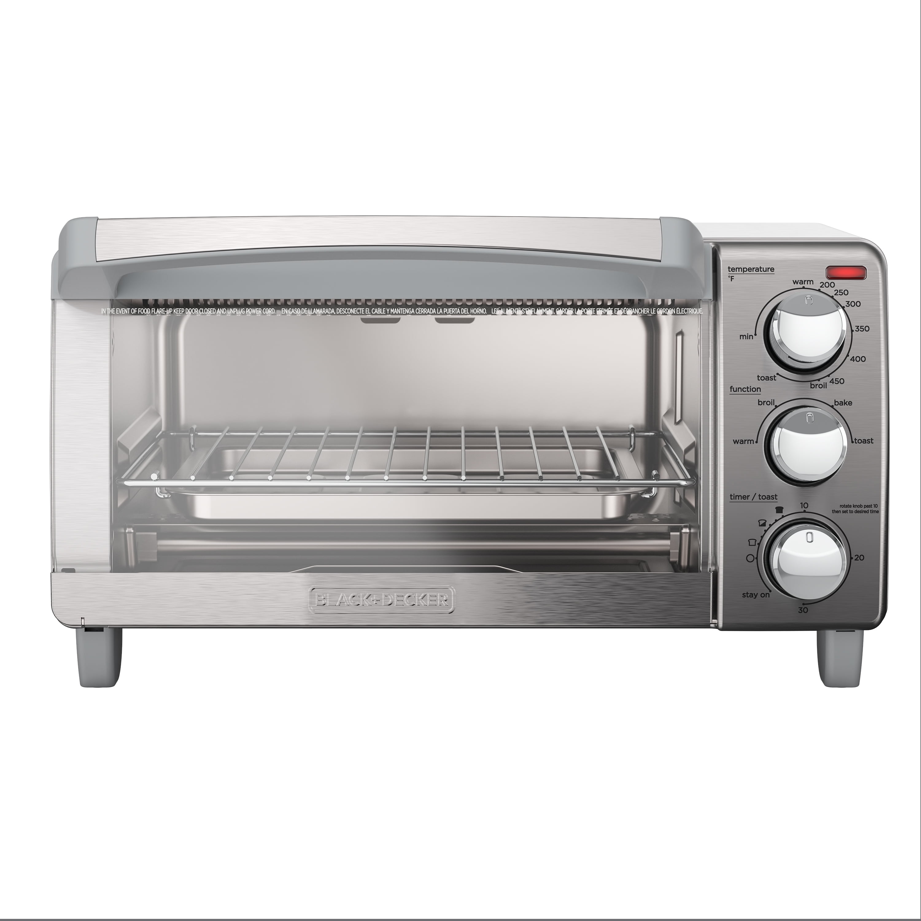 Black + Decker 4-Slice Toaster Oven, Easy Controls, Stainless