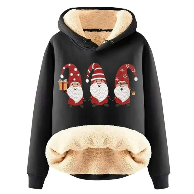 WILLBEST Sudadera Deportiva para Mujer, Estilo Navideño Informal, con Capucha Gruesa Mediana