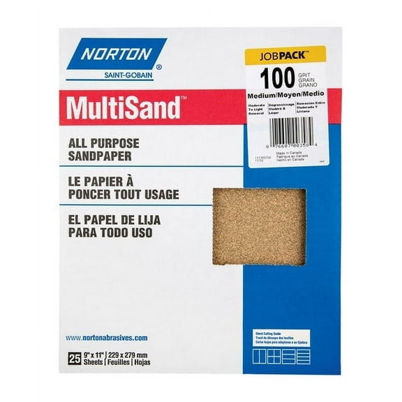 Norton MultiSand 11 in. L X 9 in. W 100 Grit Aluminum Oxide All Purpose Sandpaper 25 pk